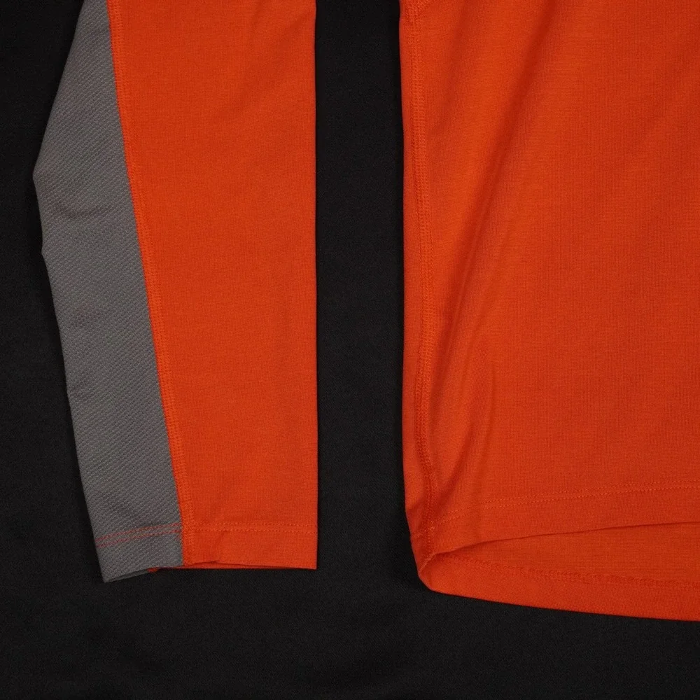 The North Face Pullover Mens Medium Orange Grey Quarter Zip Active
